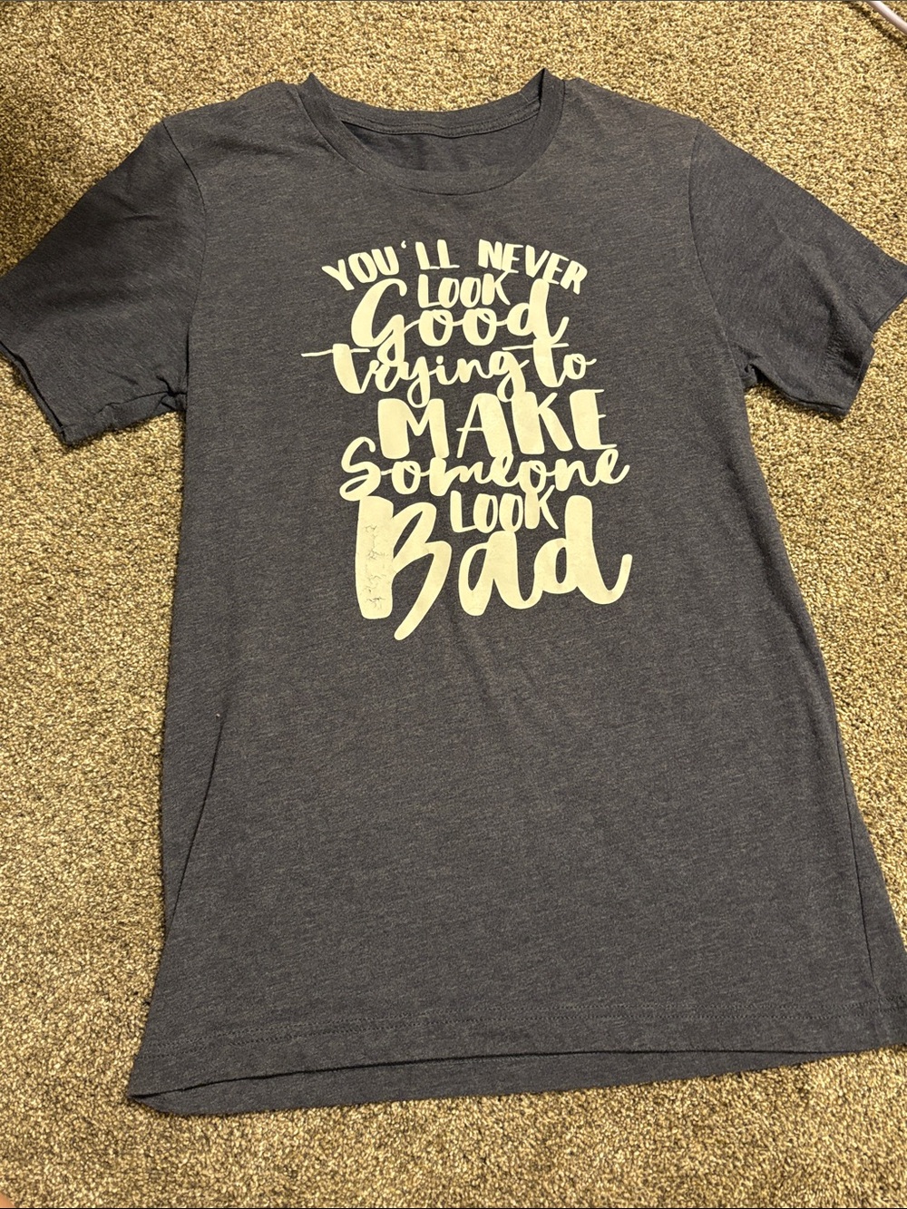 Dark Gray Graphic Tee with White Script